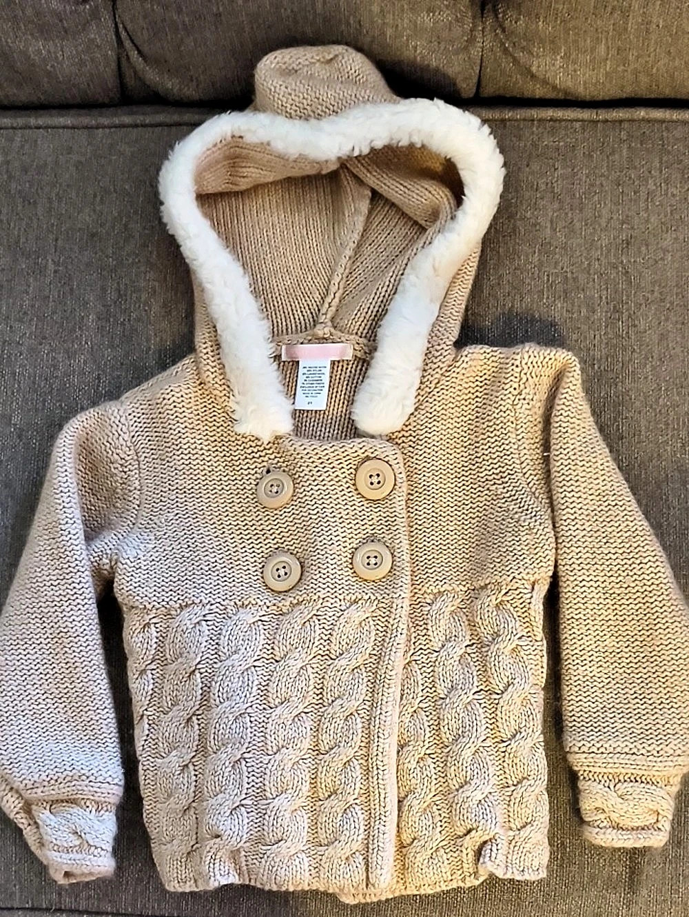 Janie And Jack 2T Cable Knit Hooded Sweater